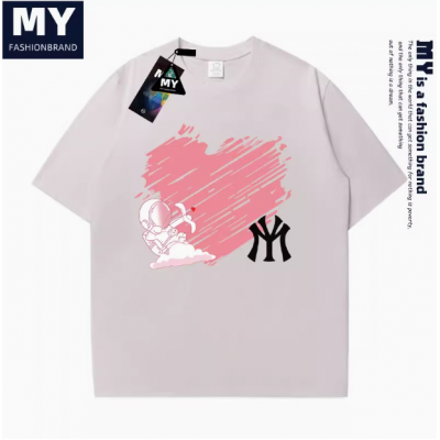 MY美式重磅纯棉T恤卡通印花半袖简约圆领套头休闲上衣半袖男女款